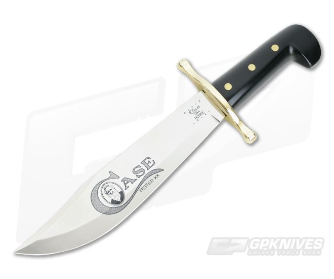 Case Hunter Bowie Black Delrin Handle Etched Blade Leather Sheath 00311 2 Case Hunter Bowie Black Delrin Handle Etched Blade Leather Sheath 00311