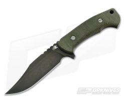 Hinderer Ranch Bowie Black Stonewash DLC CPM-3V Green Micarta Fixed Blade