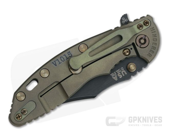 Hinderer XM-18 3.5" Vintage Series Parkerized O1 Bowie Textured Walnut Battle Green Tri-Way Pivot Flipper 0789 4 Hinderer XM-18 3.5" Vintage Series Parkerized O1 Bowie Textured Walnut Battle Green Tri-Way Pivot Flipper 0789 - Image 2
