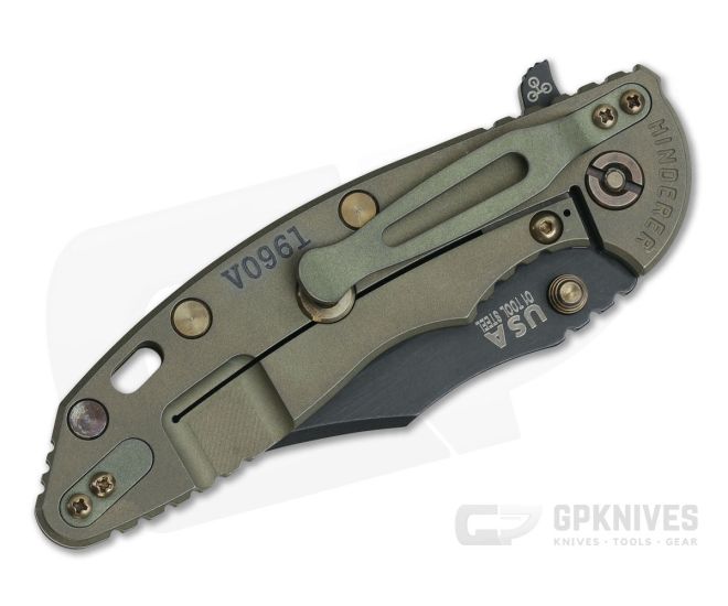 Hinderer XM-18 3.5" Vintage Series Parkerized O1 Bowie Smooth Walnut Battle Green Tri-Way Pivot Flipper 0795 4 Hinderer XM-18 3.5" Vintage Series Parkerized O1 Bowie Smooth Walnut Battle Green Tri-Way Pivot Flipper 0795 - Image 2