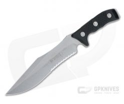 Microtech Arbiter Stonewashed Part Serrated CTS-204P Black G10 Fixed Blade 104-11