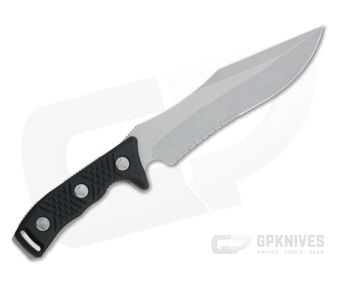 Microtech Arbiter Stonewashed Part Serrated CTS-204P Black G10 Fixed Blade 104-11 5 Microtech Arbiter Stonewashed Part Serrated CTS-204P Black G10 Fixed Blade 104-11 - Image 3