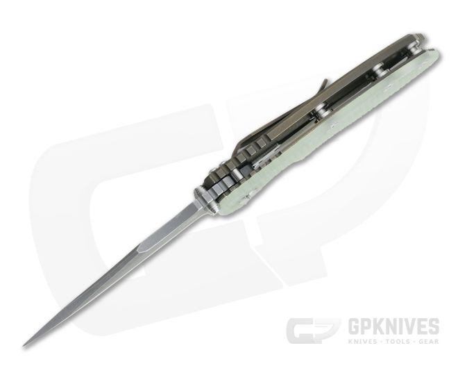 Hinderer XM-18 3.5" Bowie Working Finish 20CV Jade G10 Battle Bronze Tri-Way Flipper 1072 5 Hinderer XM-18 3.5" Bowie Working Finish 20CV Jade G10 Battle Bronze Tri-Way Flipper 1072 - Image 3