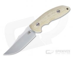 Hinderer Emmett Bowie Stonewashed 20CV Natural Micarta Fixed Blade 1279