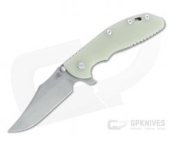 Hinderer XM-24 Bowie 20CV Translucent Green G10 Battle Bronze Tri-Way Pivot Flipper 1334