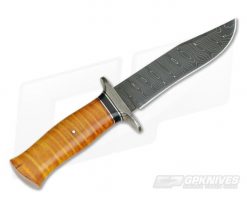Burr Oak Custom Fighter Bold Twist Damascus Dyed and Stabilized Maple -us- Bowie Knives Sales 2022 3890 3