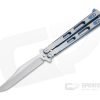 Rick Hinderer Custom Nieves Balisong Satin 20CV Bowie Satin and Blue Titanium 2 Rick Hinderer Custom Nieves Balisong Satin 20CV Bowie Satin and Blue Titanium -us- Bowie Knives Sales 2022 3963 1