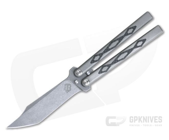 John Gray Custom Balisong 204P Tanto Bowie Carbon Fiber Inlaid Titanium 3 John Gray Custom Balisong 204P Tanto Bowie Carbon Fiber Inlaid Titanium