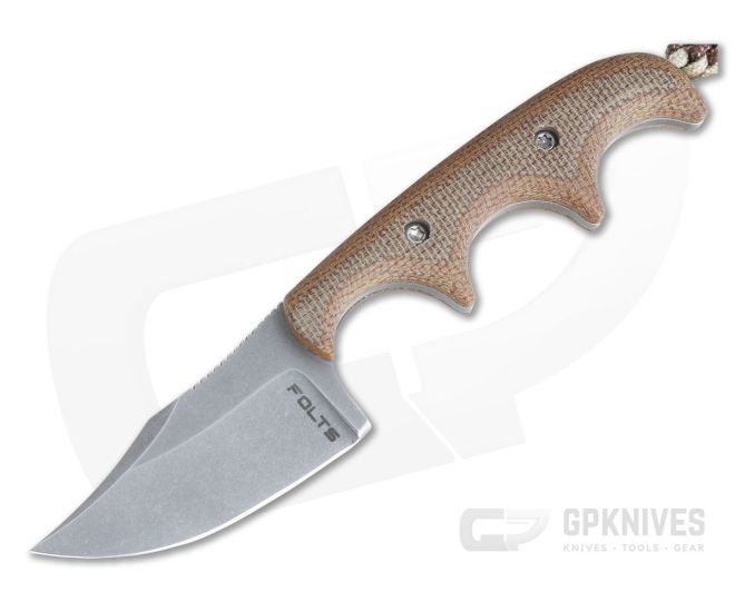 Alan Folts Custom Minimalist Bowie Neck Knife Tumbled CPM-154 Natural Micarta 3 Alan Folts Custom Minimalist Bowie Neck Knife Tumbled CPM-154 Natural Micarta