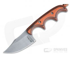 Alan Folts Custom Minimalist Bowie Neck Knife Tumbled CPM-154 Orange & Black G10