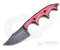 Alan Folts Custom Minimalist Bowie Neck Knife Black Washed CPM-154 Red Kirinite Acrylic
