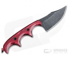Alan Folts Custom Minimalist Bowie Neck Knife Black Washed CPM-154 Red Kirinite Acrylic -us- Bowie Knives Sales 2022 3980 3