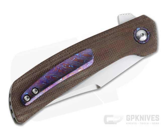 Enrique Pena Custom Laredo Bowie CPM-154 Natural Micarta Titanium Liner Lock Flipper 4 Enrique Pena Custom Laredo Bowie CPM-154 Natural Micarta Titanium Liner Lock Flipper - Image 2