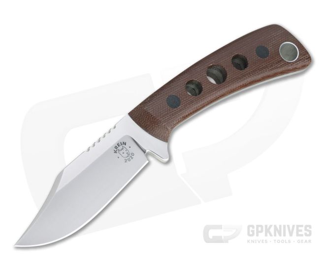 Tom Krein Custom TK-4 Mini-Bowie Brown Canvas Micarta Satin Nitro-V Fixed Blade 4332 3 Tom Krein Custom TK-4 Mini-Bowie Brown Canvas Micarta Satin Nitro-V Fixed Blade 4332