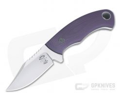 Tom Krein Custom Pocket Bowie Blasted Purple G10 Satin Nitro-V Fixed Blade