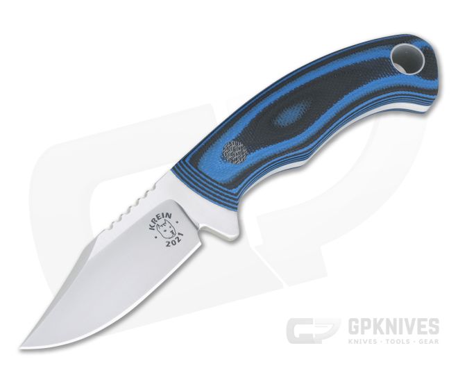 Tom Krein Custom Pocket Bowie Blasted Blue/Black G10 Satin Nitro-V Fixed Blade 3 Tom Krein Custom Pocket Bowie Blasted Blue/Black G10 Satin Nitro-V Fixed Blade