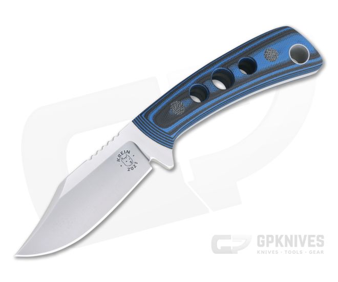 Tom Krein Custom TK-4 Mini-Bowie Hole Milled Blue/Black G10 Satin Nitro-V Fixed Blade 4401 3 Tom Krein Custom TK-4 Mini-Bowie Hole Milled Blue/Black G10 Satin Nitro-V Fixed Blade 4401