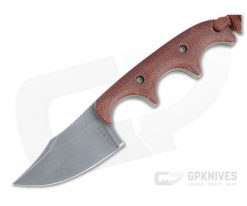Alan Folts Minimalist Bowie Stonewashed CPM-154 Chili Red Micarta Fixed Blade 4491