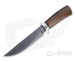 Bill Miller Custom Small Fighter Carbon Damascus Yarran Wood Fixed Blade 4533