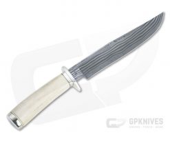 Bill Miller Custom Large Fighter Carbon Damascus Smooth Sambar Stag Fixed Blade 4535 -us- Bowie Knives Sales 2022 4535 3