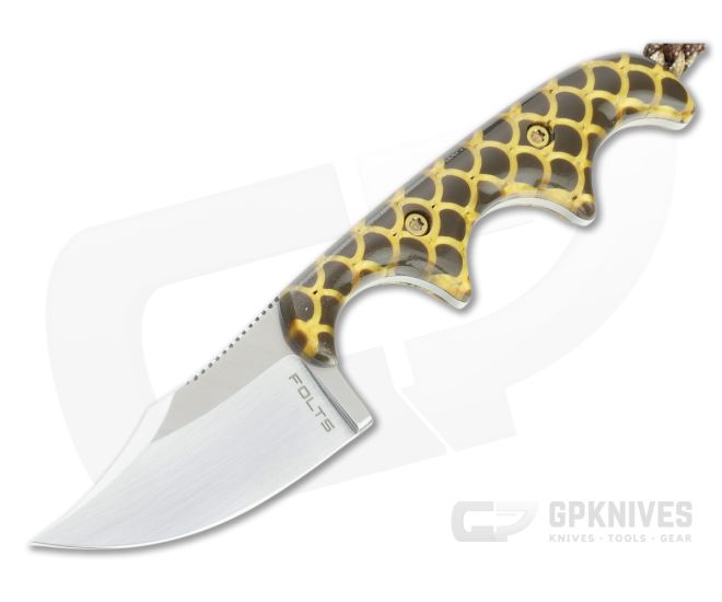 Alan Folts Custom Minimalist Bowie Hand Rubbed CPM-154 Fish Scale Acrylic Fixed Blade Neck Knife 4638 3 Alan Folts Custom Minimalist Bowie Hand Rubbed CPM-154 Fish Scale Acrylic Fixed Blade Neck Knife 4638