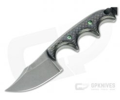 Alan Folts Custom Minimalist Bowie Tumbled CPM-154 Carbon Fiber Fixed Blade Neck Knife 4639