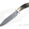 Bill Miller Custom Fighter Carbon Damascus Sambar Stag Fixed Blade 4764
