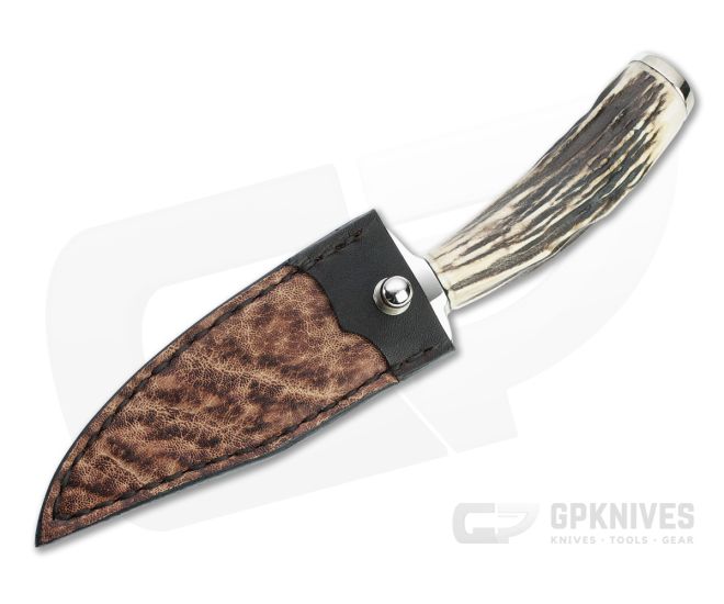 Bill Miller Custom Fighter Small Carbon Damascus Sambar Stag Fixed Blade 4766 4 Bill Miller Custom Fighter Small Carbon Damascus Sambar Stag Fixed Blade 4766 - Image 2