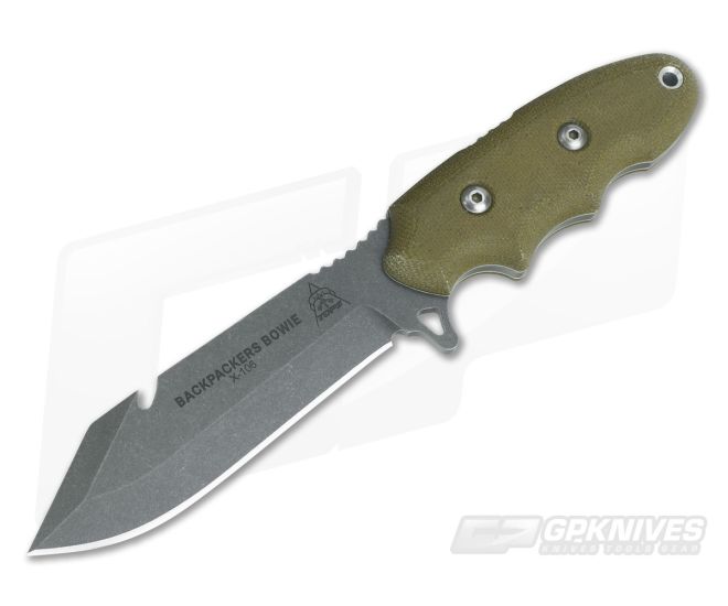 TOPS Knives Backpacker's Bowie Green Canvas Micarta Fixed Blade BPB-01 3 TOPS Knives Backpacker's Bowie Green Canvas Micarta Fixed Blade BPB-01
