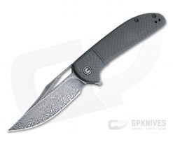 CIVIVI Ortis Black Hand Rubbed Damascus Clip Point Carbon Fiber Liner Lock Flipper C2013DS-1