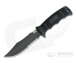 SOG SEAL Pup Elite Black AUS-8 Half Serrated Clip Point Fixed Blade Knife E37T-K