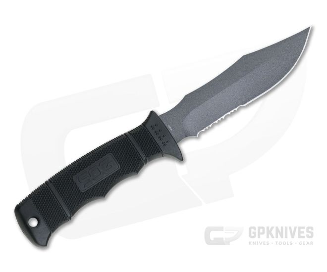 SOG SEAL Pup Gray AUS-8 Half Serrated Clip Point Fixed Blade Knife M37K 4 SOG SEAL Pup Gray AUS-8 Half Serrated Clip Point Fixed Blade Knife M37K - Image 2