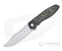 Sharp By Design Mini Tempest Bowie Damasteel Gold Dark Matter FatCarbon PVD Front Flipper Knife