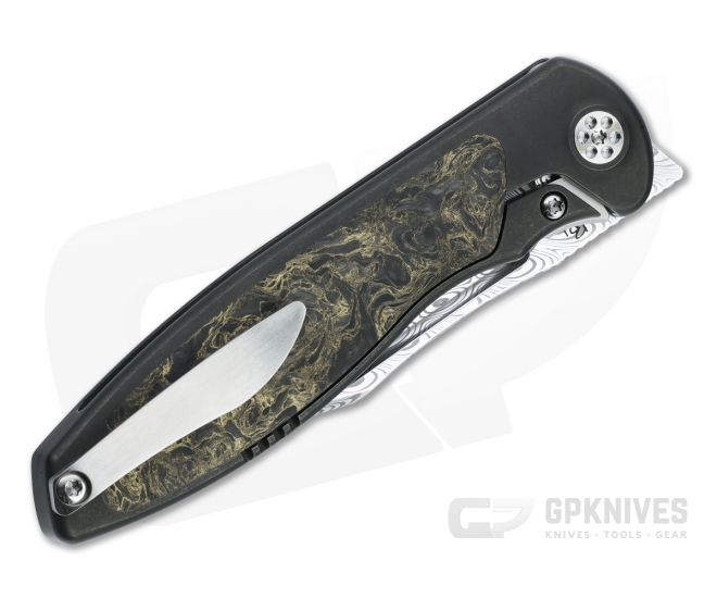 Sharp By Design Mini Tempest Bowie Damasteel Gold Dark Matter FatCarbon PVD Front Flipper Knife 4 Sharp By Design Mini Tempest Bowie Damasteel Gold Dark Matter FatCarbon PVD Front Flipper Knife - Image 2