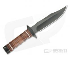 SOG SEAL Bowie 2.0 Black AUS-8 Clip Point Stacked Leather Fixed Blade Knife S1T-L