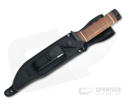 SOG Super Bowie Black AUS-8 Clip Point Stacked Leather Fixed Blade Knife SB1T-L -us- Bowie Knives Sales 2022 sb1t l 2