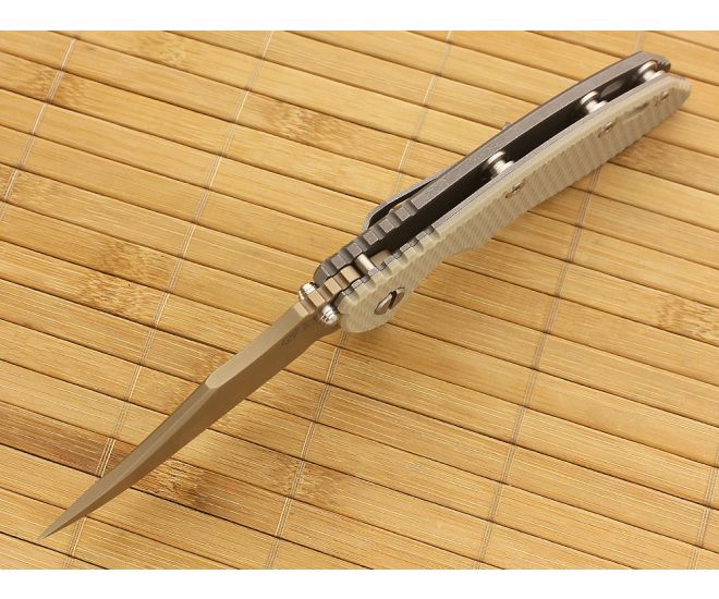 Hinderer Knives XM-18 3.5" FDE DLC Bowie Flipper Sand Working Finish Frame 5 Hinderer Knives XM-18 3.5" FDE DLC Bowie Flipper Sand Working Finish Frame - Image 3