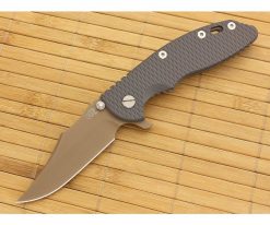 Hinderer Knives XM-18 3.5" FDE DLC Bowie Flipper Gray Working Finish Frame