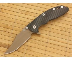 Hinderer Knives XM-18 3.5" FDE DLC Bowie Flipper Green-Black WF Frame