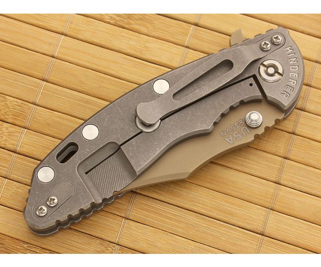 Hinderer Knives XM-18 3.5" FDE DLC Bowie Flipper FDE Working Finish Frame 4 Hinderer Knives XM-18 3.5" FDE DLC Bowie Flipper FDE Working Finish Frame - Image 2
