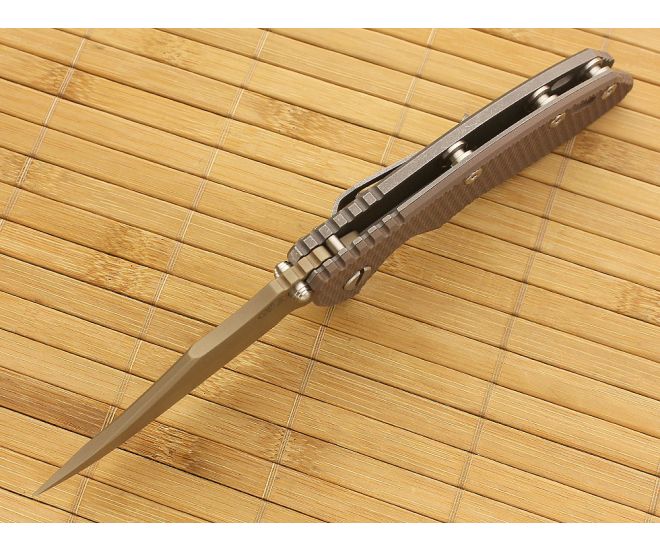 Hinderer Knives XM-18 3.5" FDE DLC Bowie Flipper FDE Working Finish Frame 5 Hinderer Knives XM-18 3.5" FDE DLC Bowie Flipper FDE Working Finish Frame - Image 3